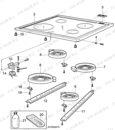 Взрыв-схема комплектующей Elektra SK7104 - Схема узла H10 Hob